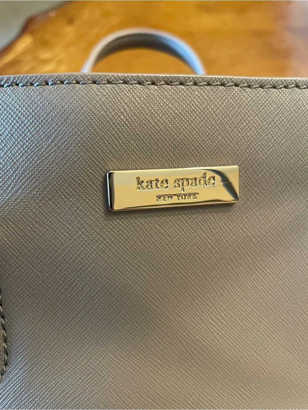 kate spade pebble leather satchel in taupe gray